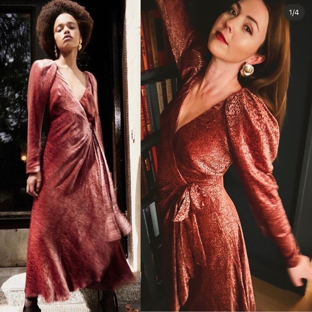 Tanya Taylor Laureen Velvet Wrap Dress